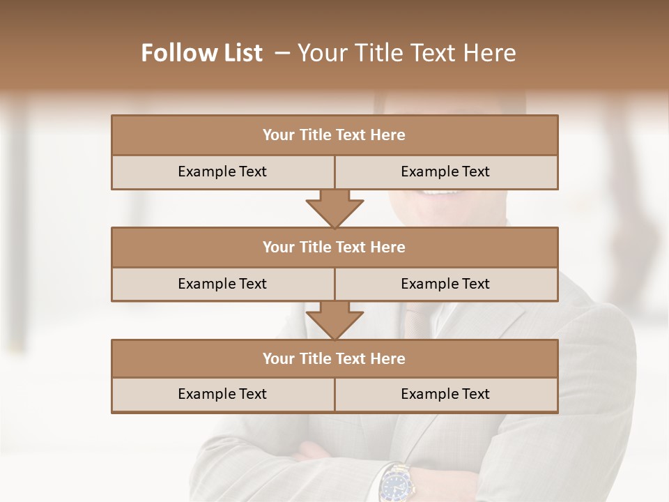 A Man In A Suit And Tie With His Arms Crossed PowerPoint Template