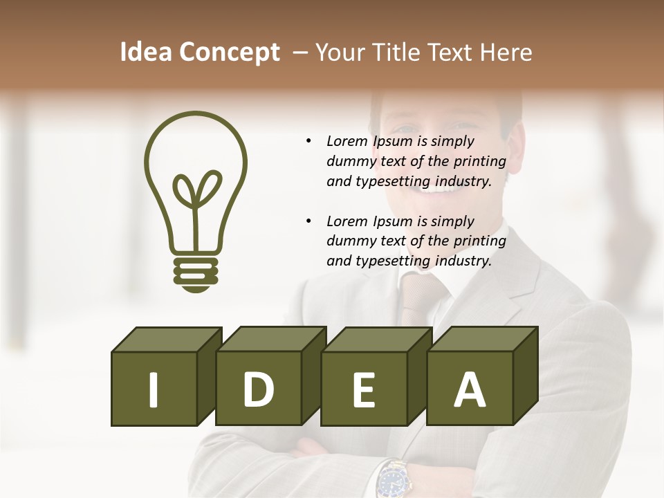 A Man In A Suit And Tie With His Arms Crossed PowerPoint Template