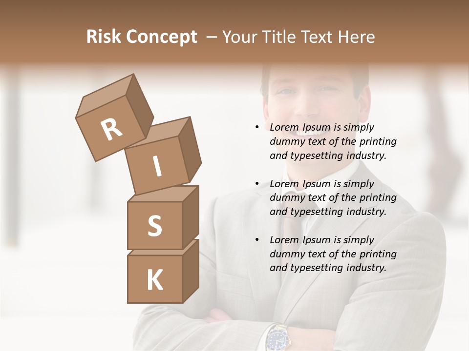 A Man In A Suit And Tie With His Arms Crossed PowerPoint Template