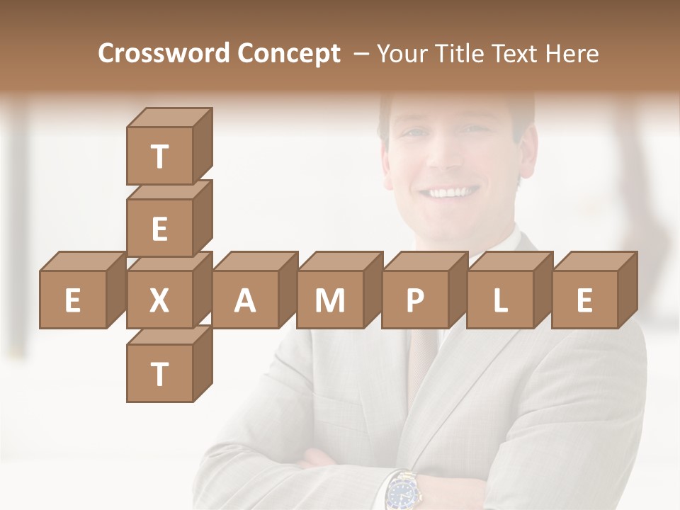 A Man In A Suit And Tie With His Arms Crossed PowerPoint Template