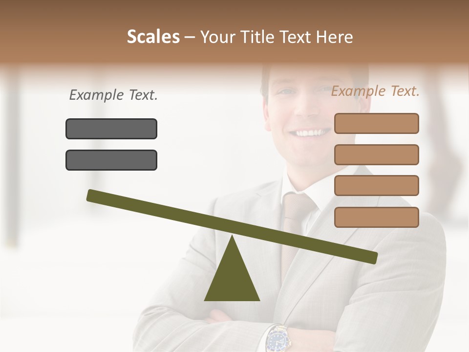 A Man In A Suit And Tie With His Arms Crossed PowerPoint Template