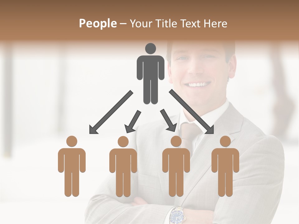 A Man In A Suit And Tie With His Arms Crossed PowerPoint Template