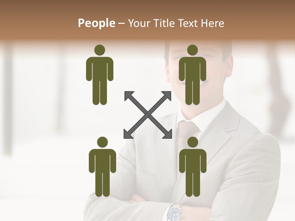 A Man In A Suit And Tie With His Arms Crossed PowerPoint Template