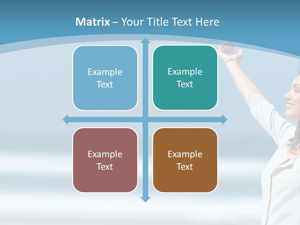 A Woman Standing On The Beach With Her Arms Up PowerPoint Template