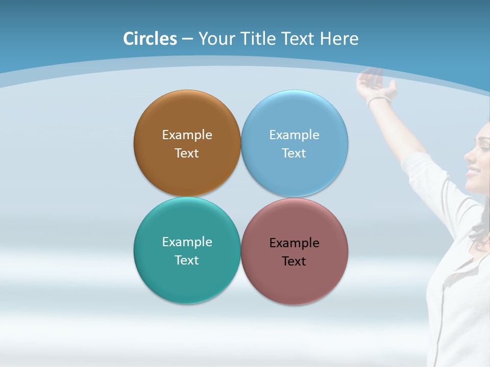 A Woman Standing On The Beach With Her Arms Up PowerPoint Template