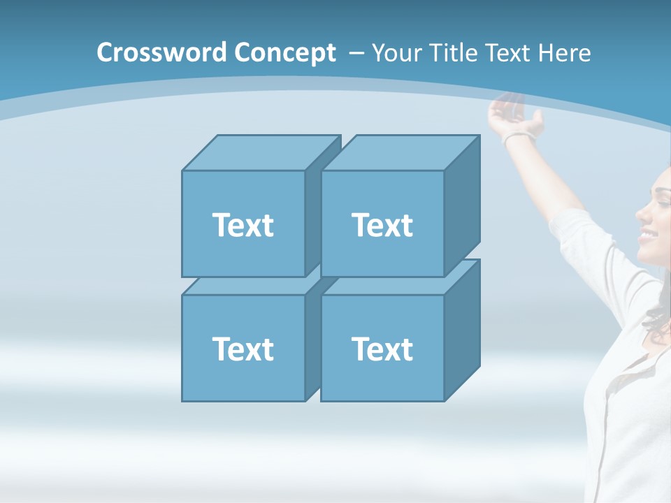 A Woman Standing On The Beach With Her Arms Up PowerPoint Template