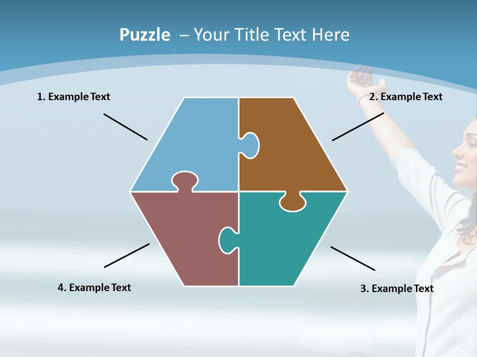 A Woman Standing On The Beach With Her Arms Up PowerPoint Template