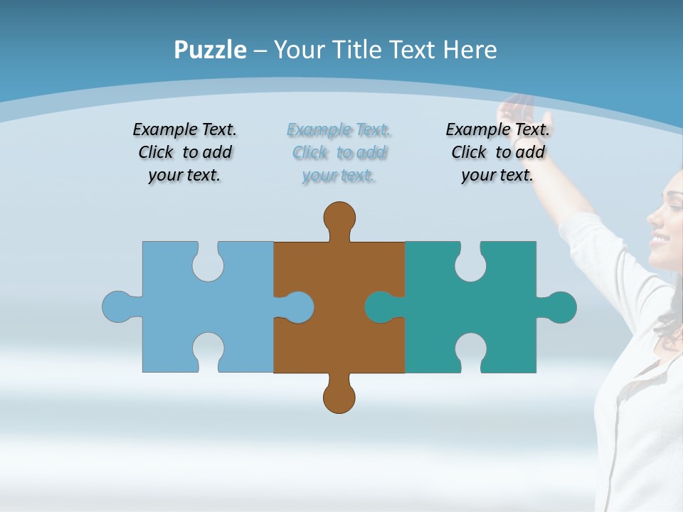 A Woman Standing On The Beach With Her Arms Up PowerPoint Template