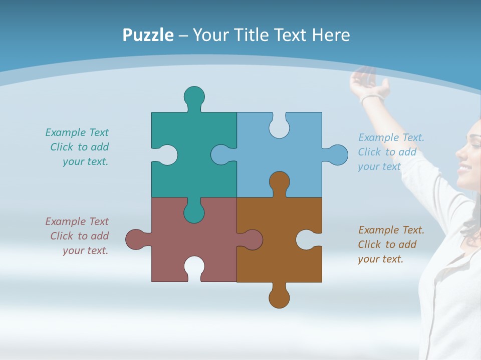 A Woman Standing On The Beach With Her Arms Up PowerPoint Template