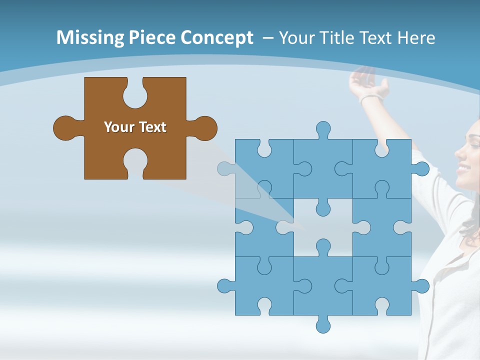 A Woman Standing On The Beach With Her Arms Up PowerPoint Template