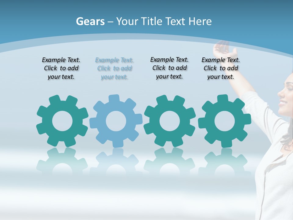 A Woman Standing On The Beach With Her Arms Up PowerPoint Template