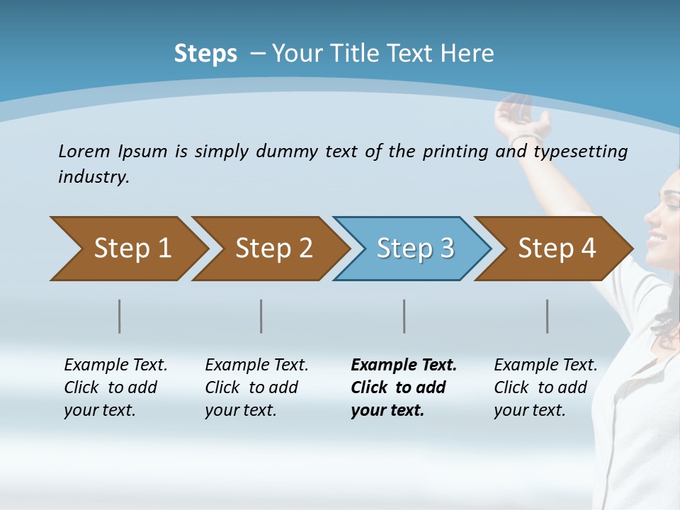 A Woman Standing On The Beach With Her Arms Up PowerPoint Template
