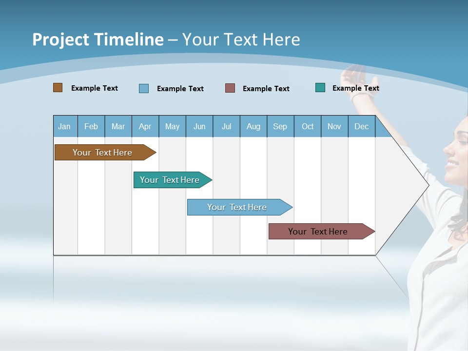 A Woman Standing On The Beach With Her Arms Up PowerPoint Template