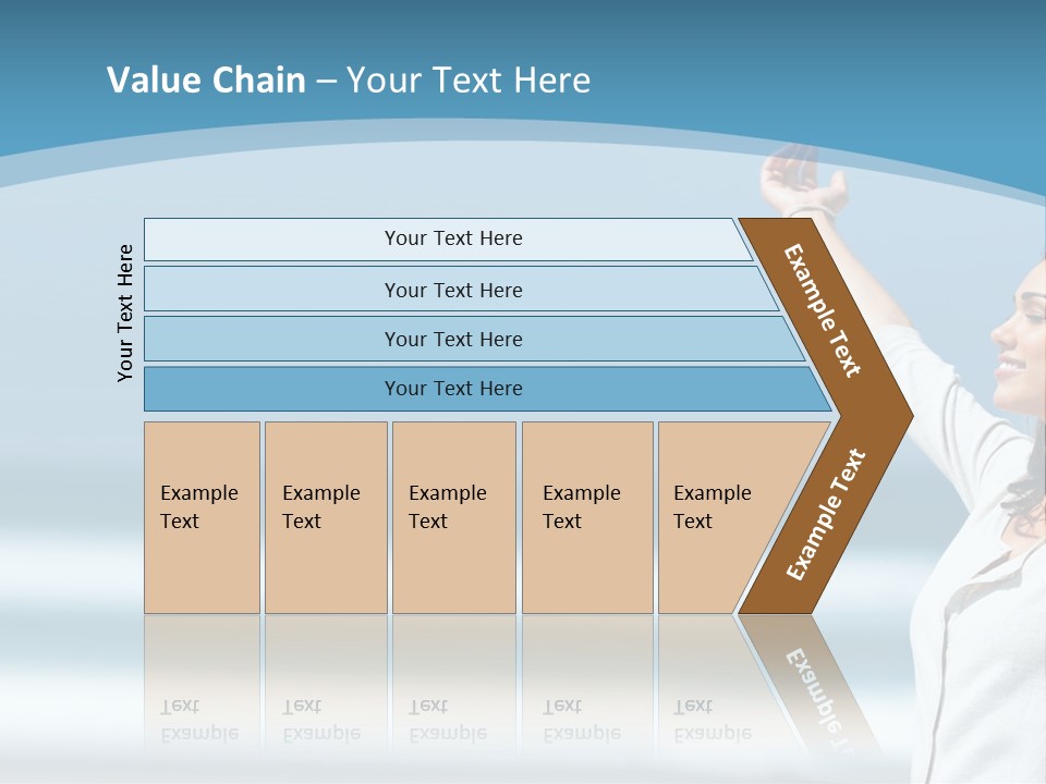 A Woman Standing On The Beach With Her Arms Up PowerPoint Template