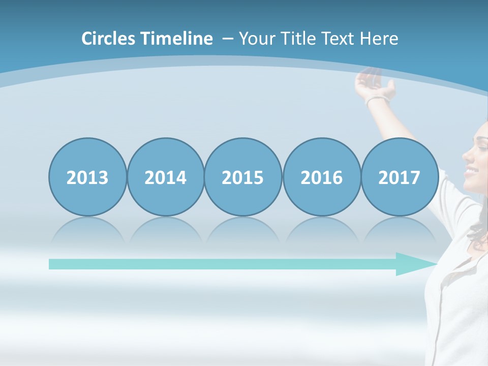 A Woman Standing On The Beach With Her Arms Up PowerPoint Template