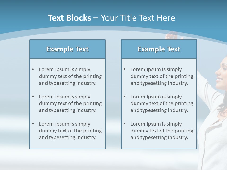 A Woman Standing On The Beach With Her Arms Up PowerPoint Template