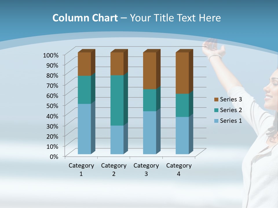 A Woman Standing On The Beach With Her Arms Up PowerPoint Template