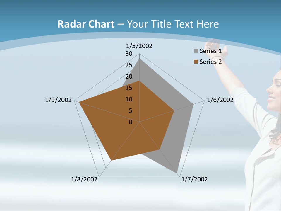 A Woman Standing On The Beach With Her Arms Up PowerPoint Template