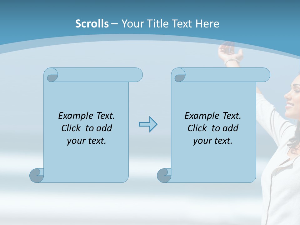 A Woman Standing On The Beach With Her Arms Up PowerPoint Template