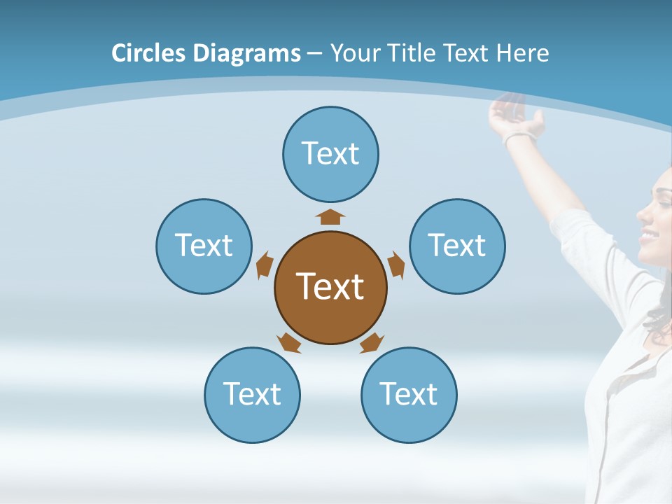 A Woman Standing On The Beach With Her Arms Up PowerPoint Template