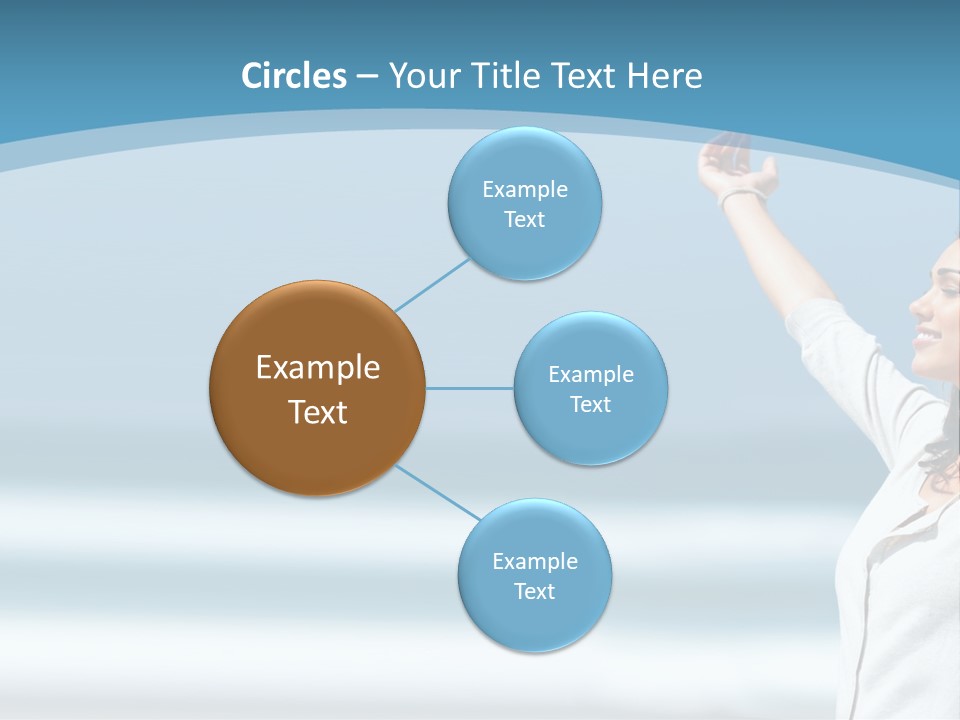 A Woman Standing On The Beach With Her Arms Up PowerPoint Template