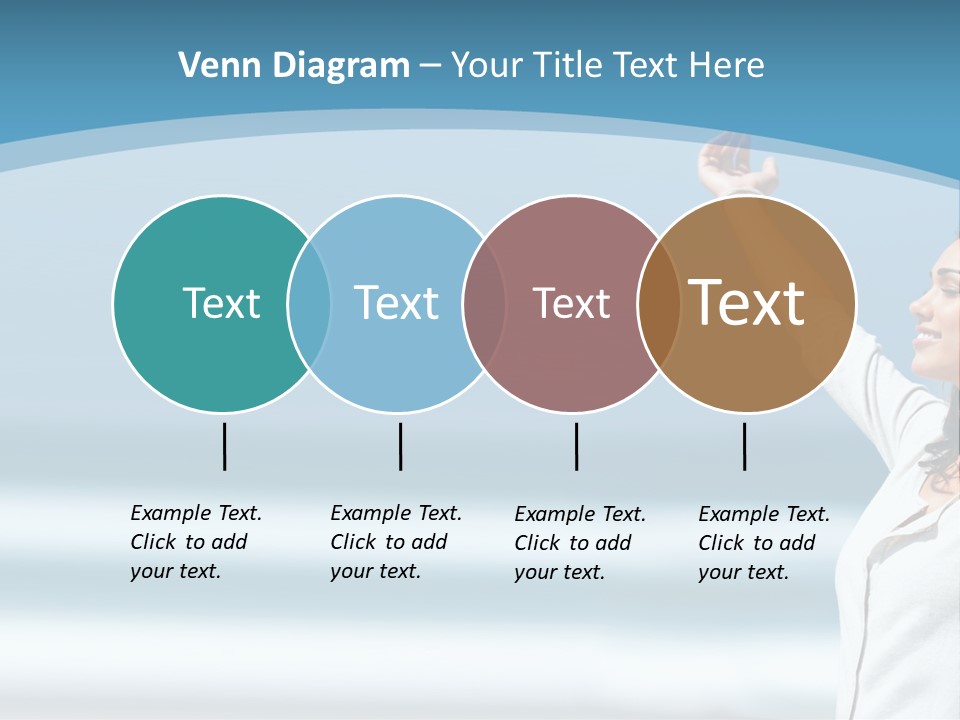 A Woman Standing On The Beach With Her Arms Up PowerPoint Template