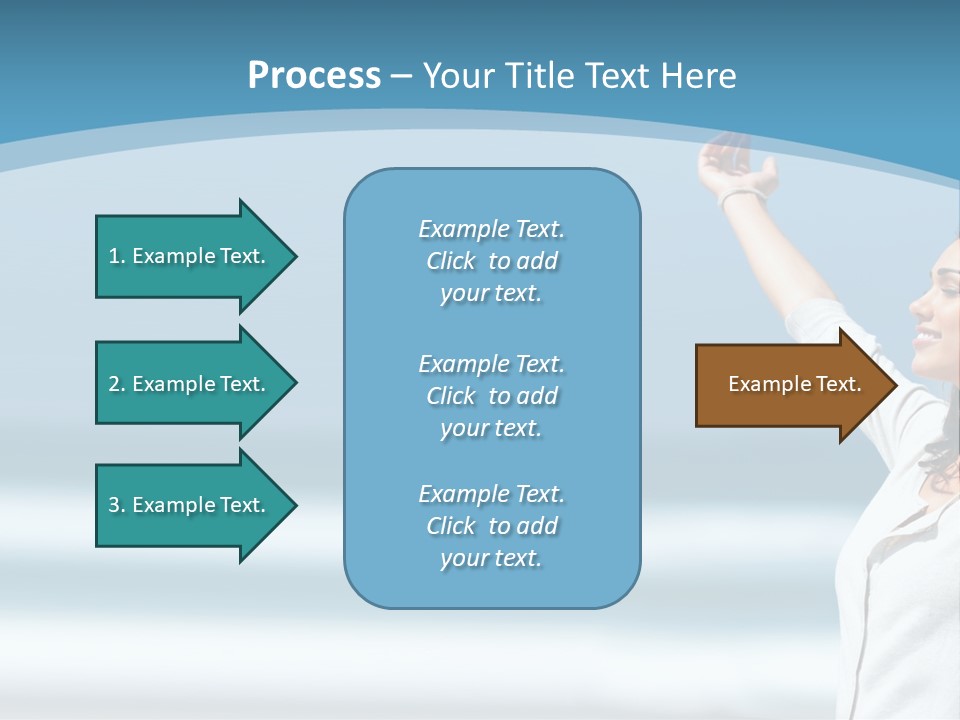 A Woman Standing On The Beach With Her Arms Up PowerPoint Template