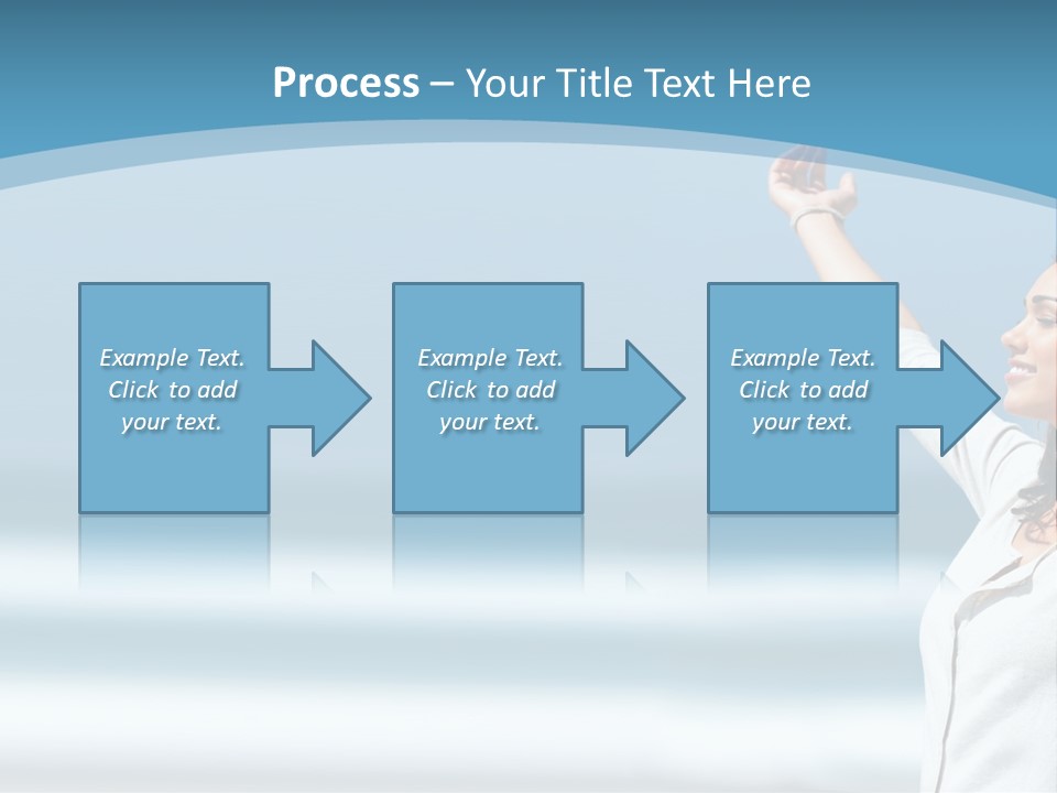 A Woman Standing On The Beach With Her Arms Up PowerPoint Template