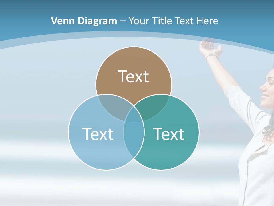 A Woman Standing On The Beach With Her Arms Up PowerPoint Template