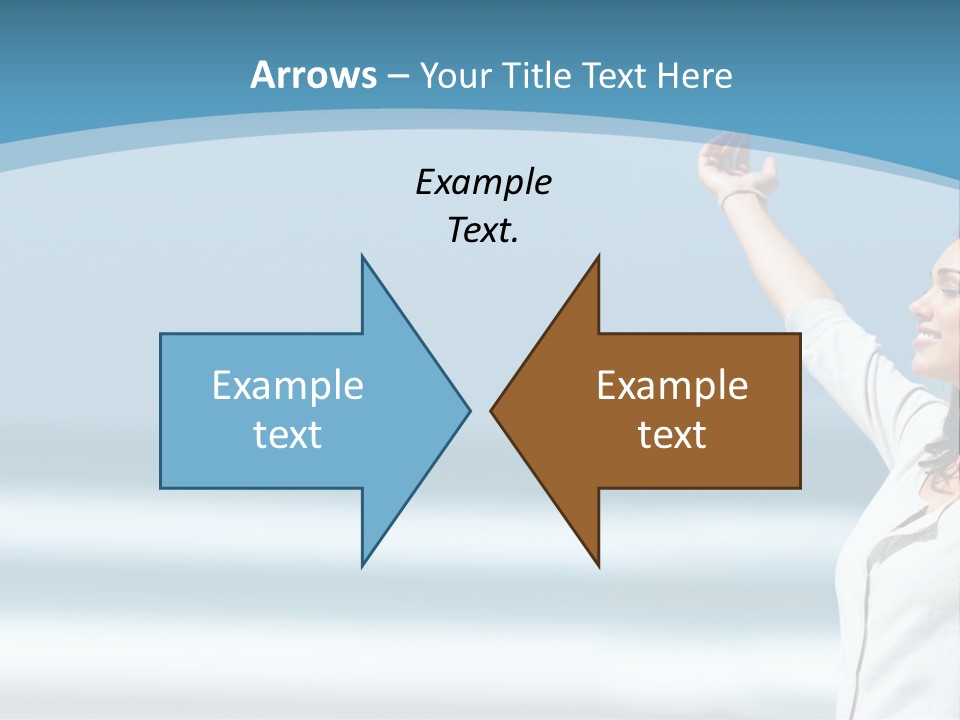 A Woman Standing On The Beach With Her Arms Up PowerPoint Template