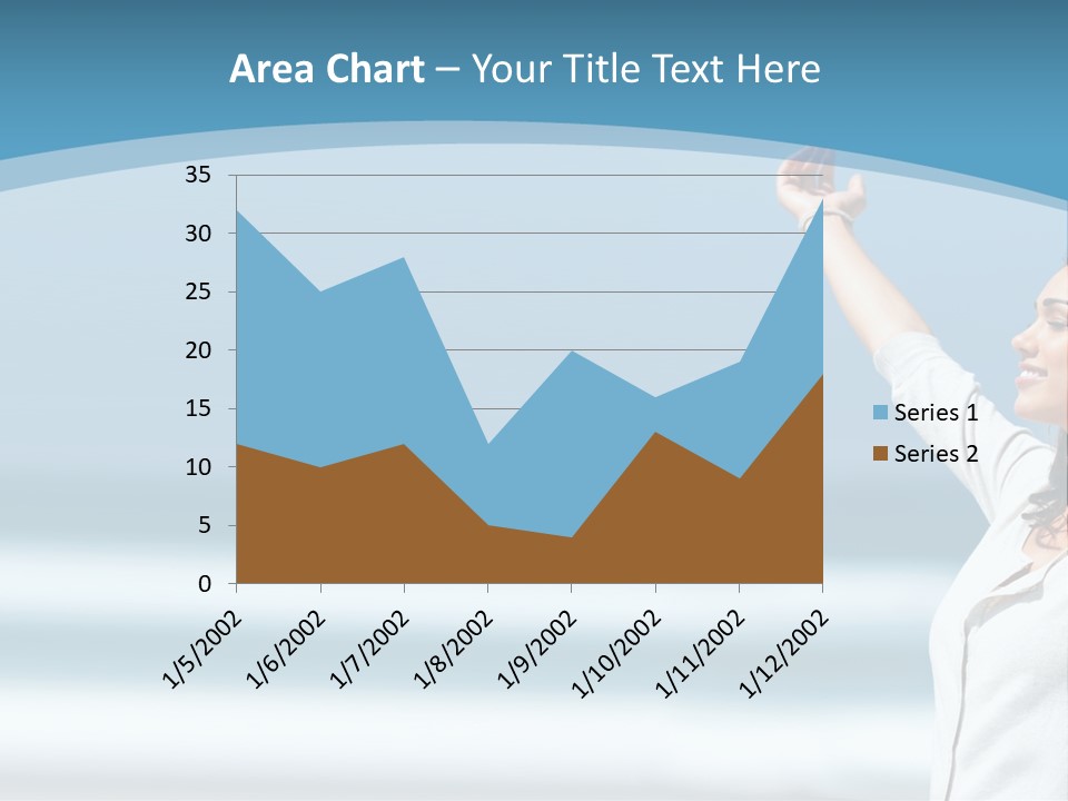 A Woman Standing On The Beach With Her Arms Up PowerPoint Template