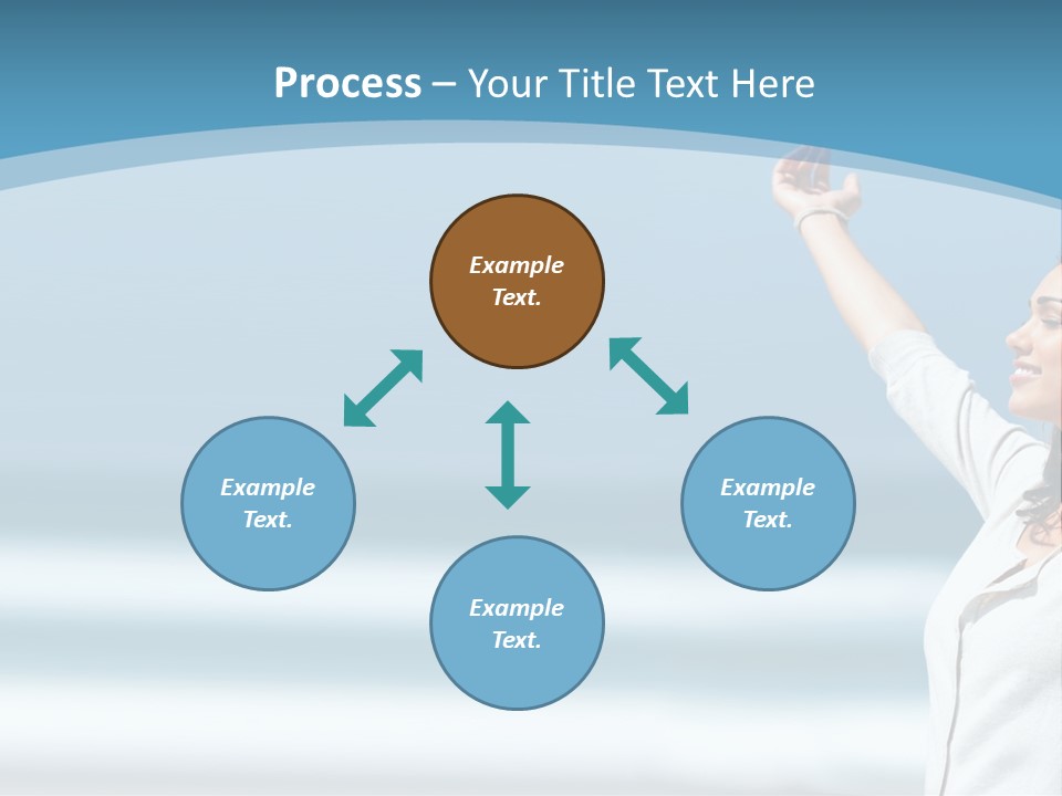 A Woman Standing On The Beach With Her Arms Up PowerPoint Template