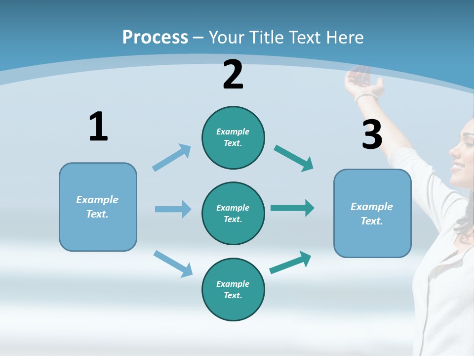 A Woman Standing On The Beach With Her Arms Up PowerPoint Template