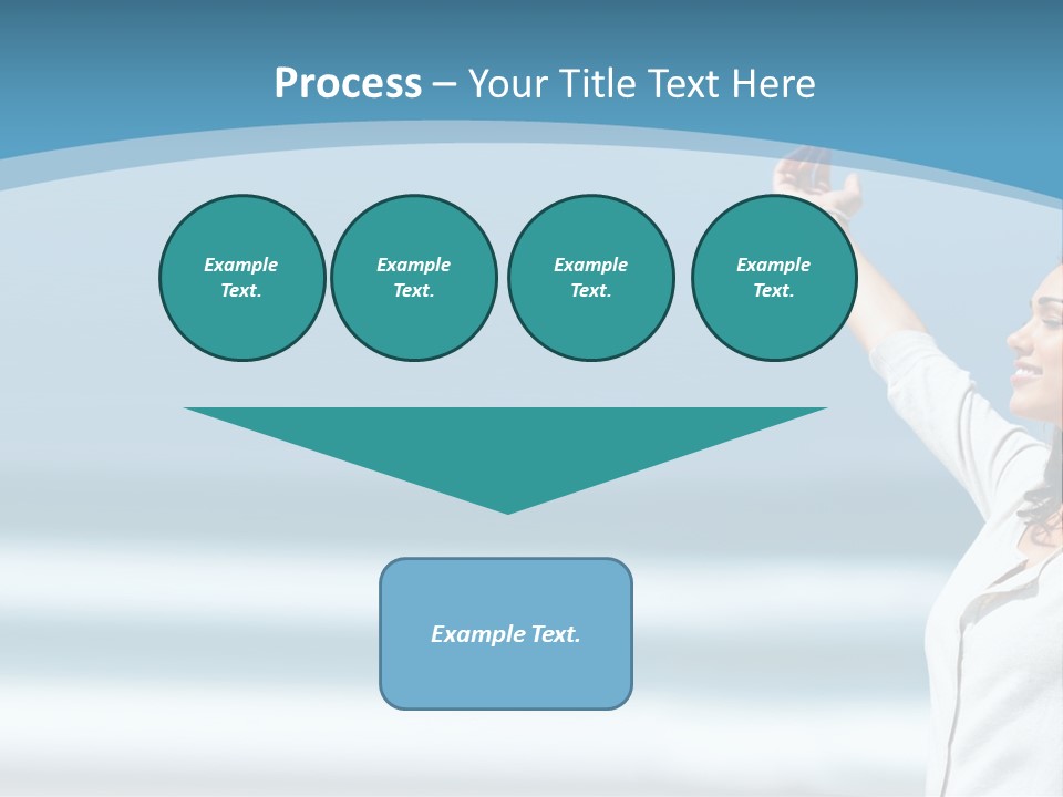 A Woman Standing On The Beach With Her Arms Up PowerPoint Template