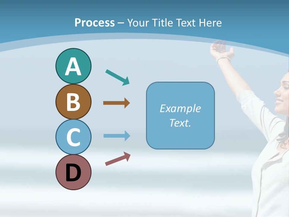 A Woman Standing On The Beach With Her Arms Up PowerPoint Template