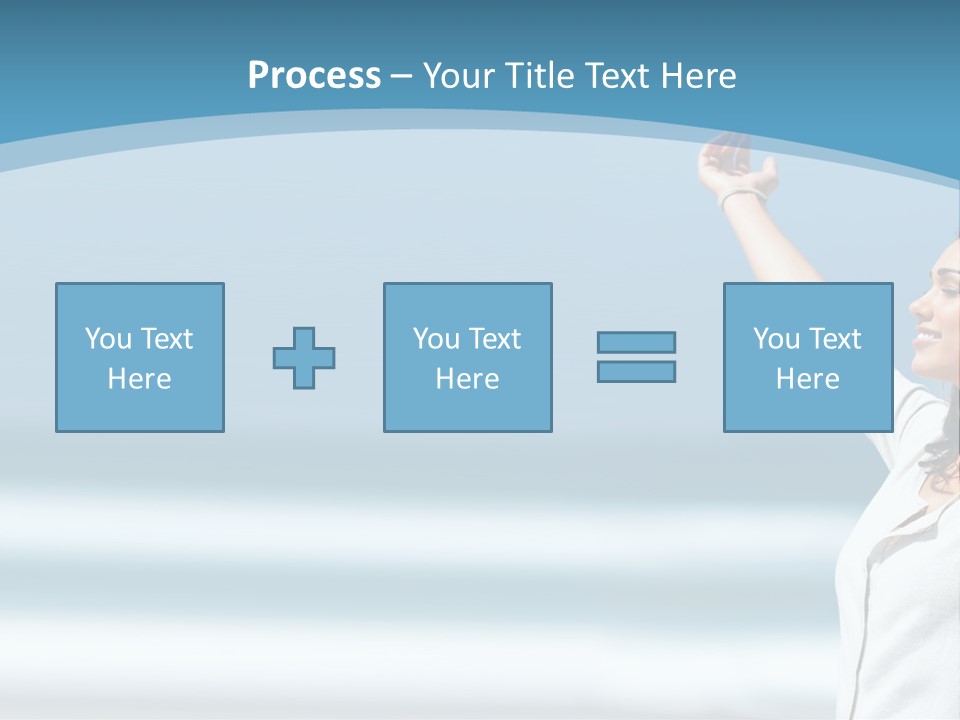 A Woman Standing On The Beach With Her Arms Up PowerPoint Template