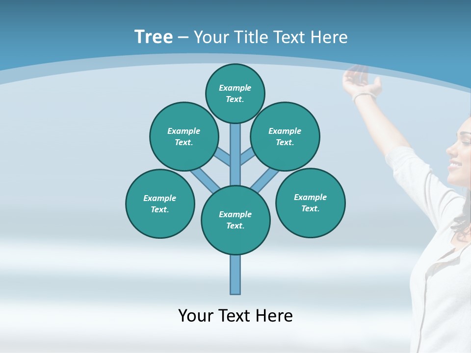 A Woman Standing On The Beach With Her Arms Up PowerPoint Template