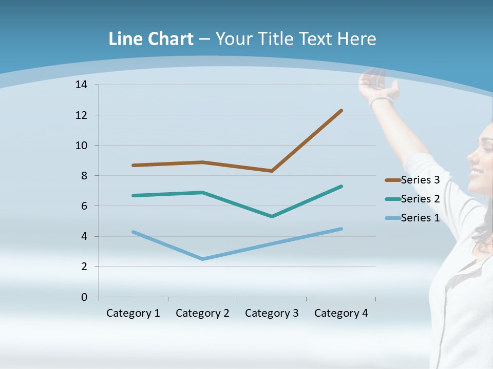 A Woman Standing On The Beach With Her Arms Up PowerPoint Template
