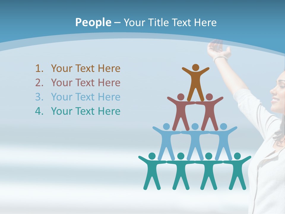 A Woman Standing On The Beach With Her Arms Up PowerPoint Template