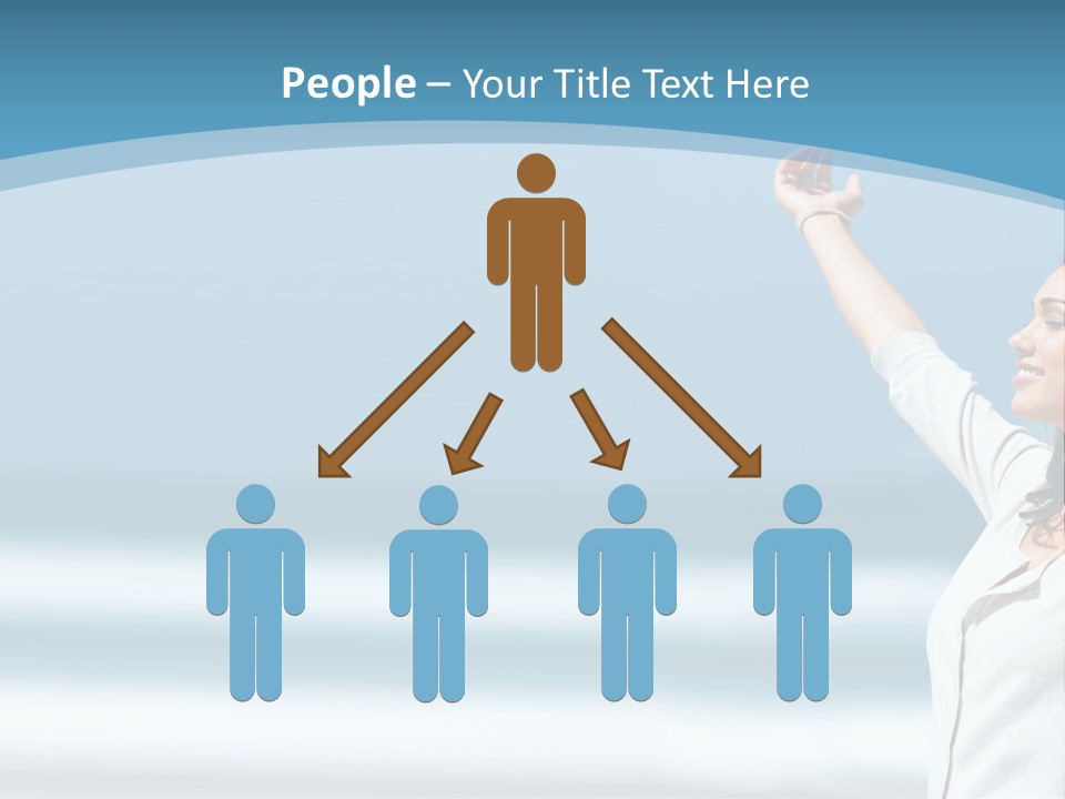 A Woman Standing On The Beach With Her Arms Up PowerPoint Template