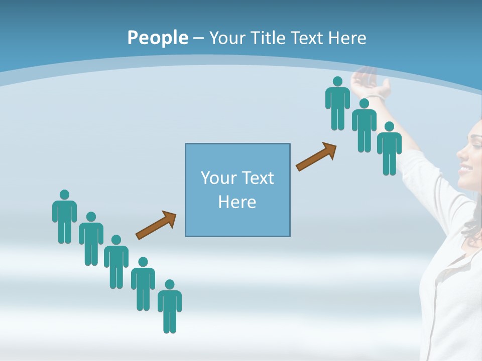 A Woman Standing On The Beach With Her Arms Up PowerPoint Template