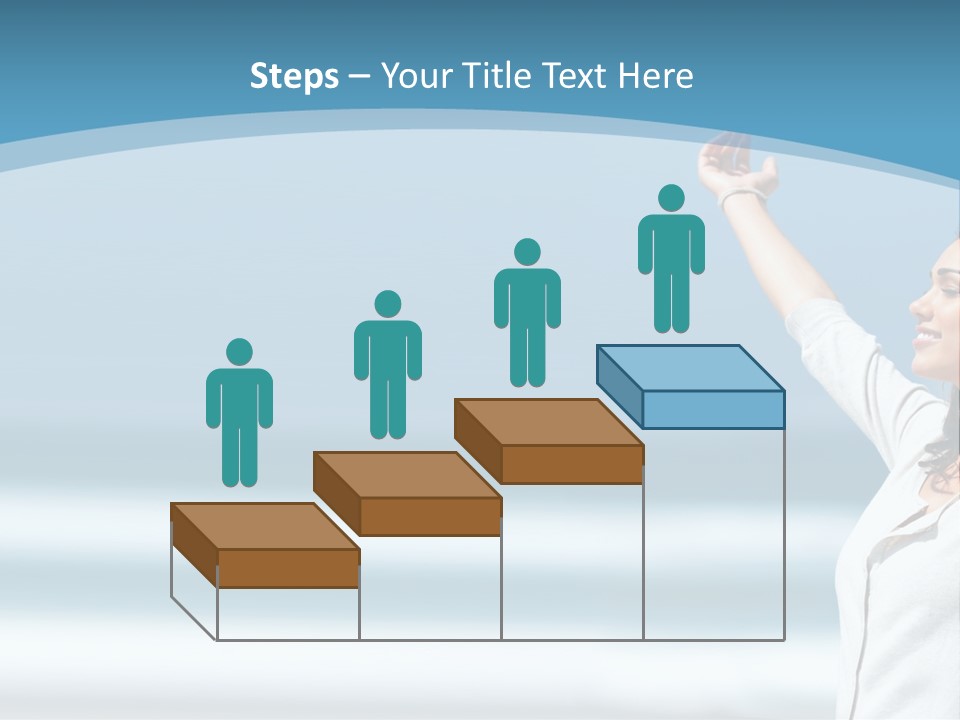 A Woman Standing On The Beach With Her Arms Up PowerPoint Template