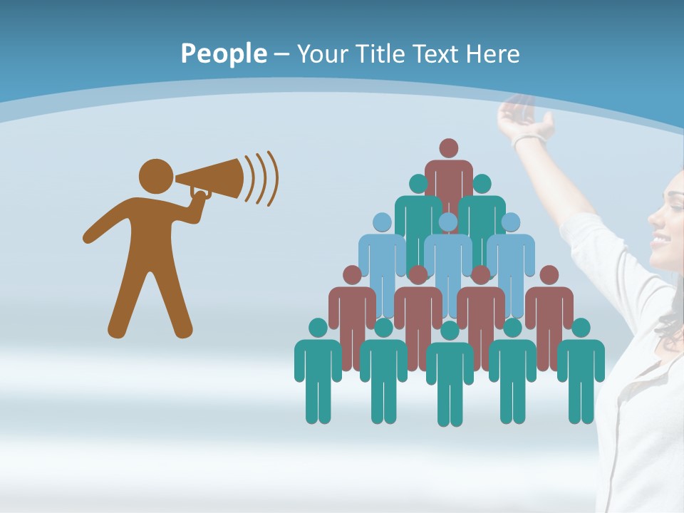 A Woman Standing On The Beach With Her Arms Up PowerPoint Template