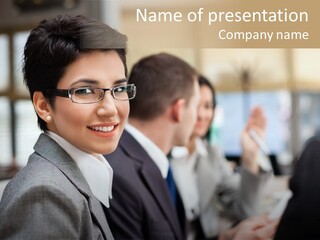 Businessman Smiling Working PowerPoint Template