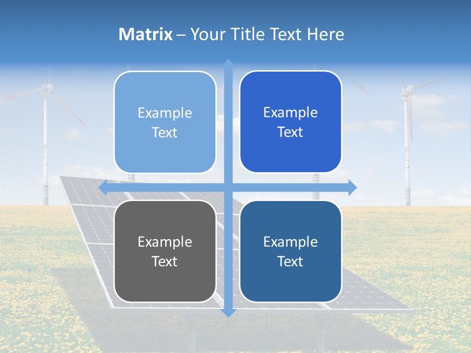 A Solar Panel With Wind Turbines In The Background PowerPoint Template