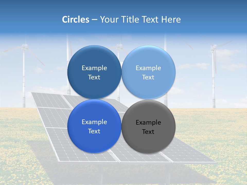 A Solar Panel With Wind Turbines In The Background PowerPoint Template