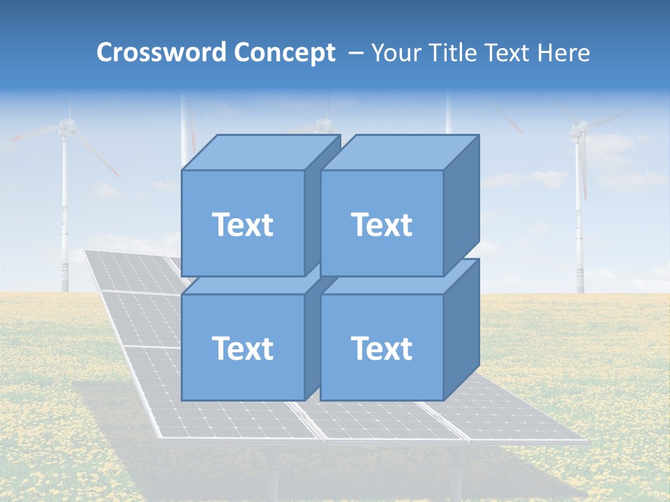 A Solar Panel With Wind Turbines In The Background PowerPoint Template