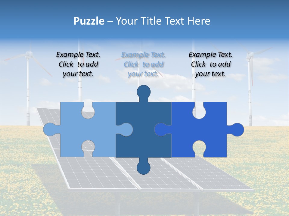 A Solar Panel With Wind Turbines In The Background PowerPoint Template