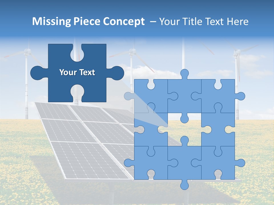 A Solar Panel With Wind Turbines In The Background PowerPoint Template