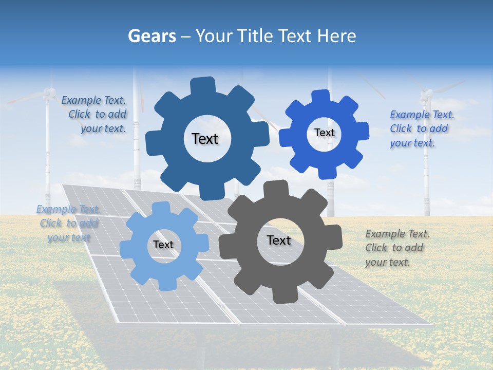 A Solar Panel With Wind Turbines In The Background PowerPoint Template